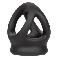 Эрекционное кольцо / разделитель мошонки "Alpha Liquid Silicone Dual Cage & Ring Black"